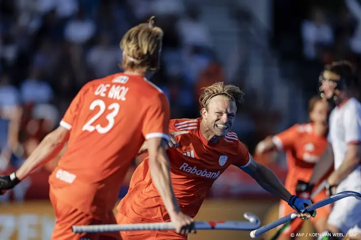 De Nederlandse hockeyers tijdens het WK