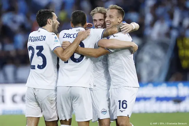 Voetballers tijdens de competitiewedstrijd van Lazio